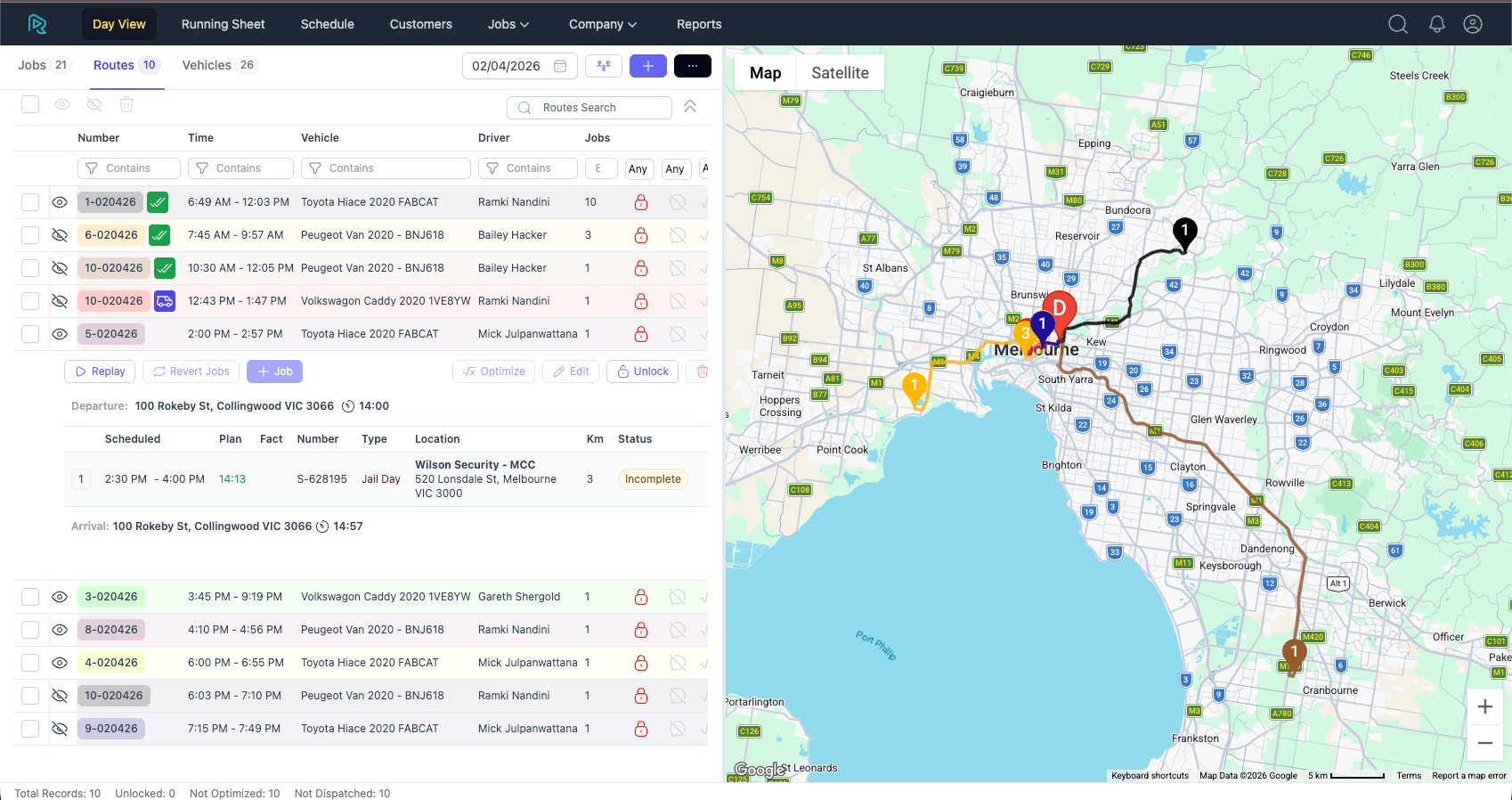 Dispatch board mockup
